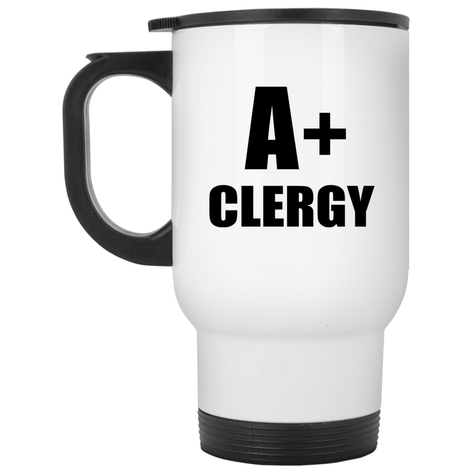 A+ Clergy - White Travel Mug