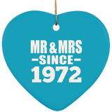 52nd Anniversary Mr & Mrs Since 1972 - Heart Ornament