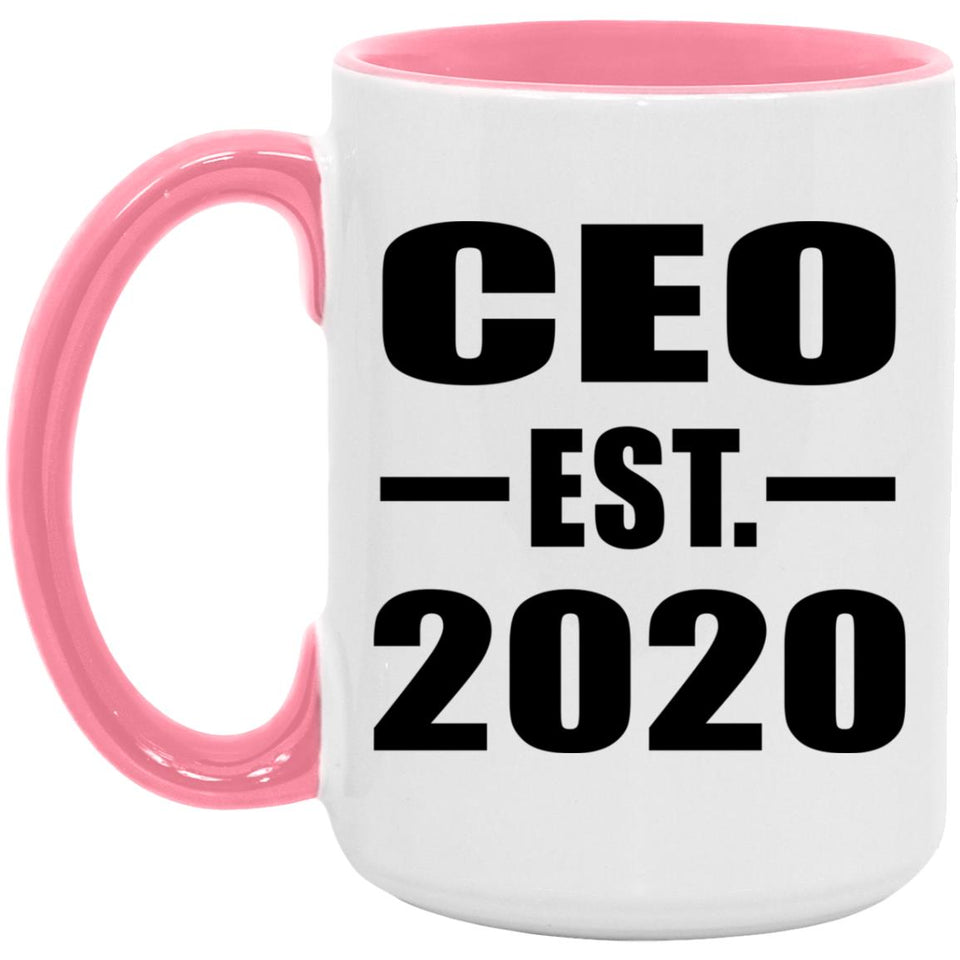 CEO Established EST. 2020 - 15oz Accent Mug Pink