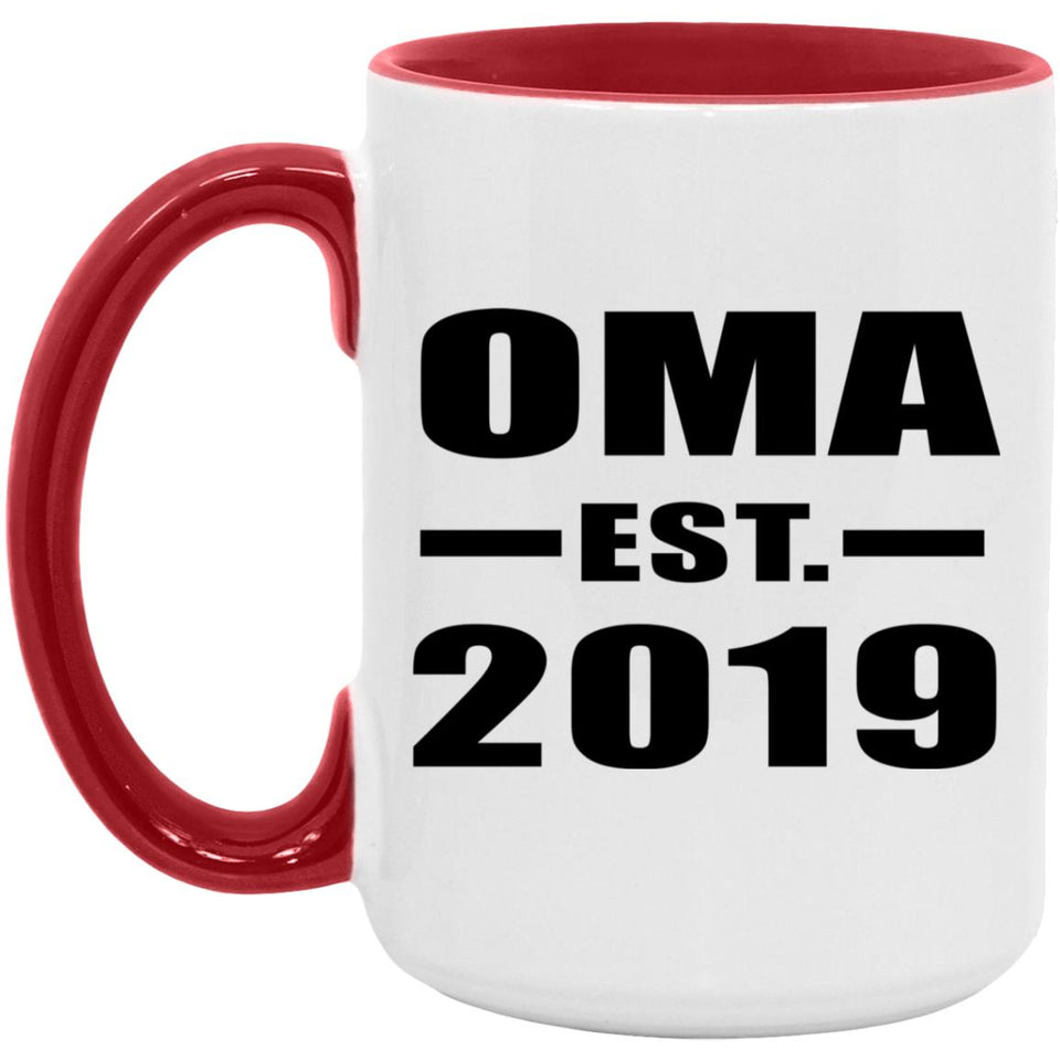 Oma Established EST. 2019 - 15oz Accent Mug Red