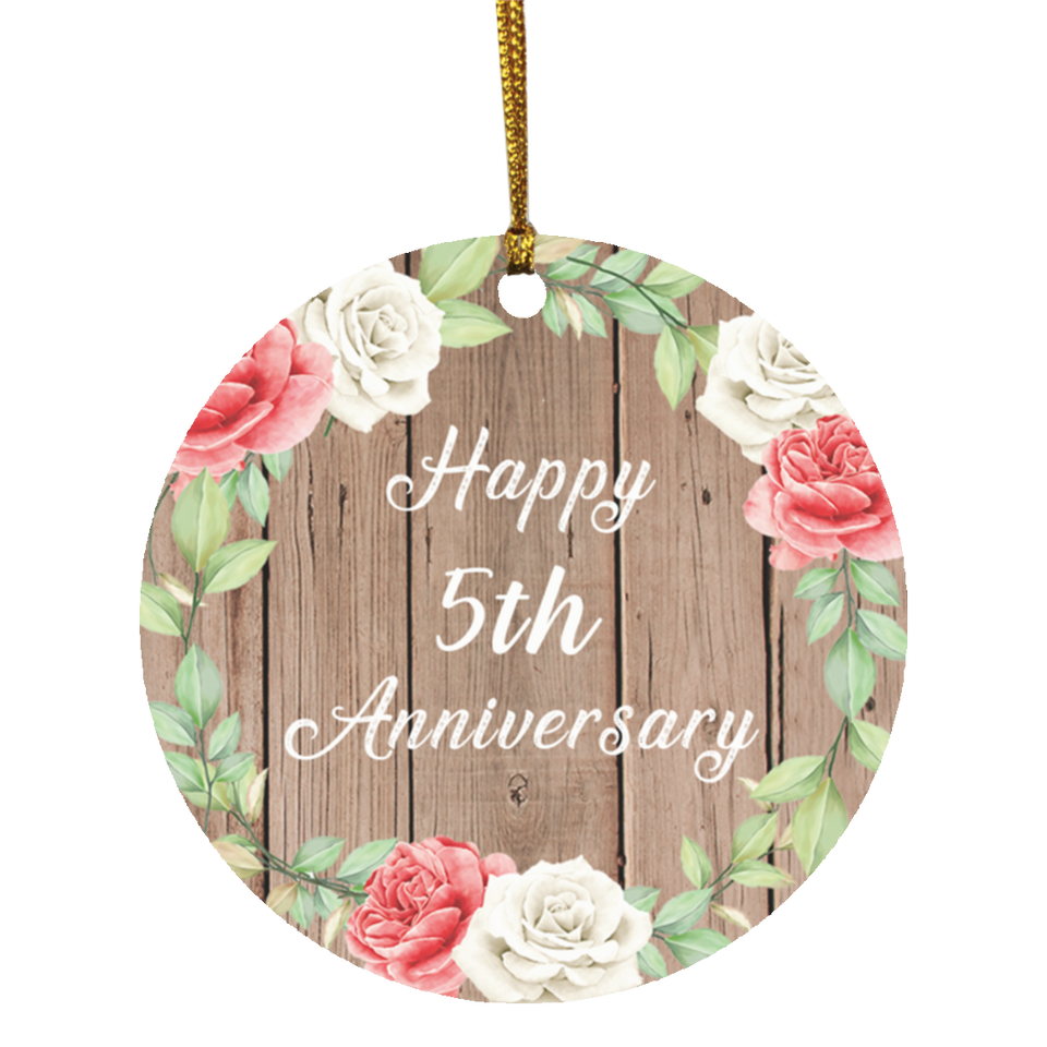 Happy 5th Anniversary - Circle Ornament B