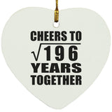 14th Anniversary Cheers To Square Root of 196 Years Together - Heart Ornament
