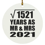 39th Anniversary Square Root of 1521 Years As Mr & Mrs 2021 - Circle Ornament