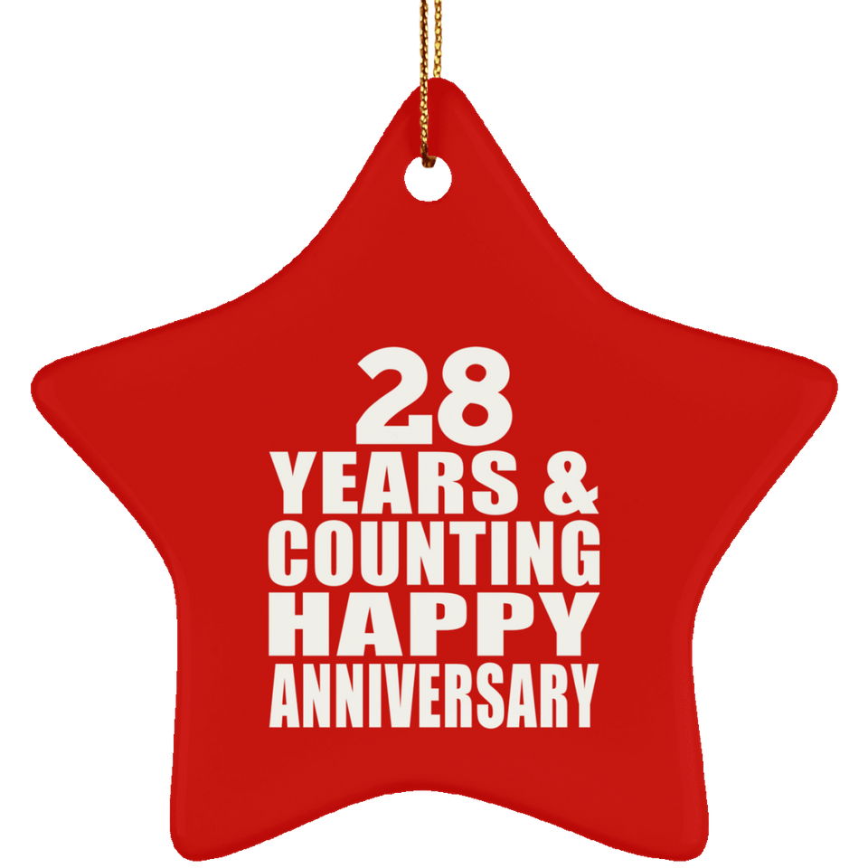 Happy 28th Anniversary 28 Years & Counting - Star Ornament