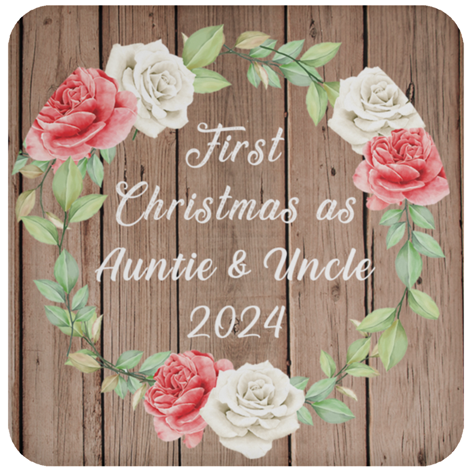 First Christmas As Auntie & Uncle 2024 - Drink Coaster B