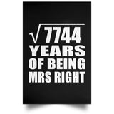 88th Anniversary Square Root of 7744 Years of Being Mrs Right - Poster Portrait