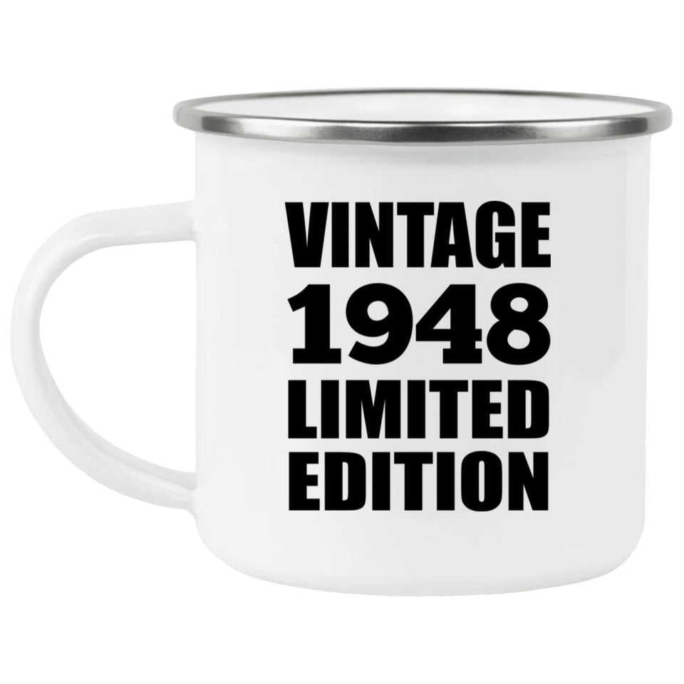 76th Birthday Vintage 1948 Limited Edition - 12oz Camping Mug