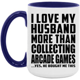 I Love My Husband More Than Collecting Arcade Games - 15oz Accent Mug Purple