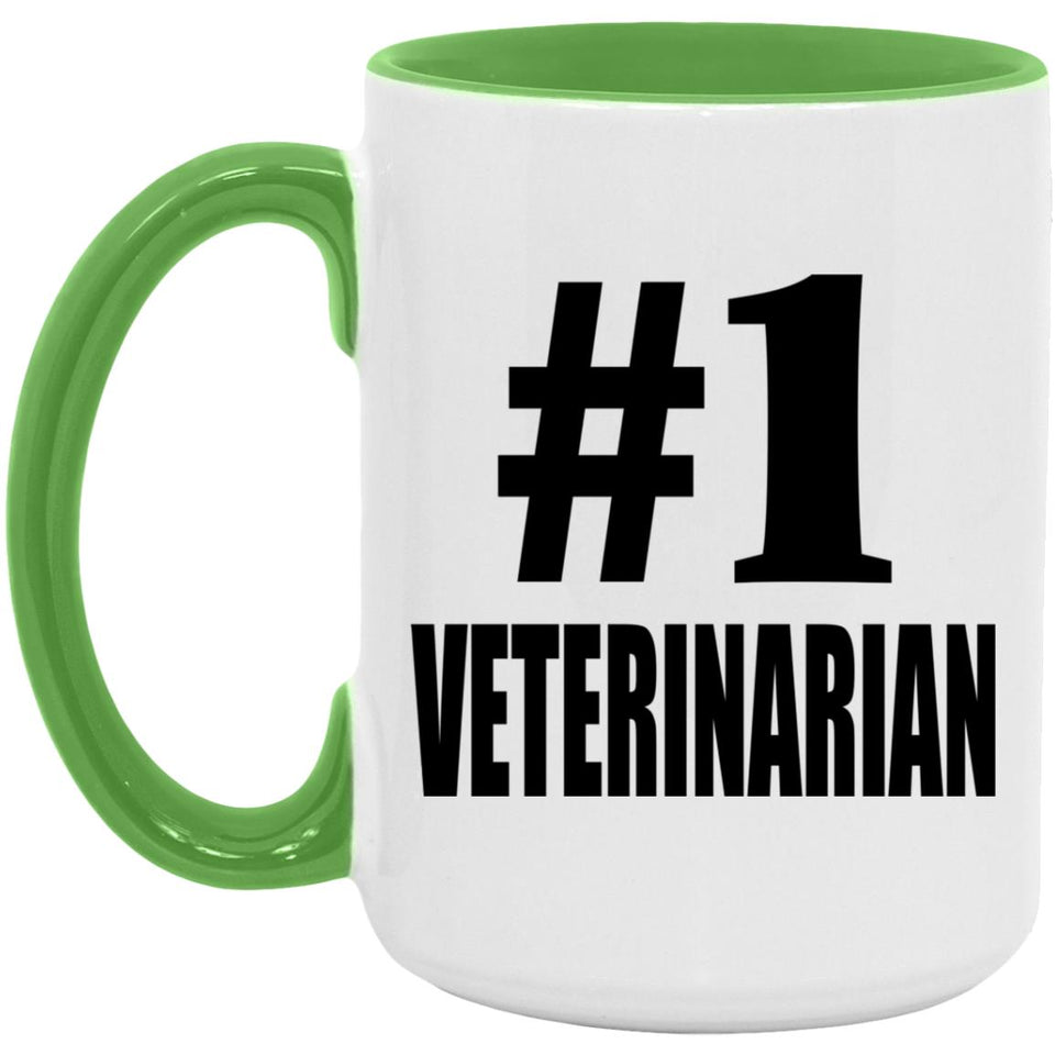 Number One #1 Veterinarian - 15oz Accent Mug Green