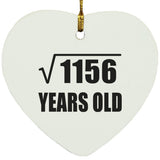 34th Birthday Square Root of 1156 Years Old - Heart Ornament