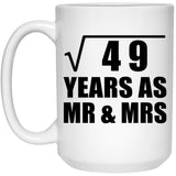7th Anniversary Square Root of 49 Years As Mr & Mrs - 15oz Coffee Mug