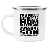 Proud Electrician Mom Of Awesome Son - 12oz Camping Mug