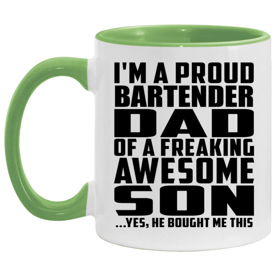 Proud Bartender Dad Of Awesome Son - 11oz Accent Mug Green