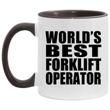World's Best Forklift Operator - 11oz Accent Mug Black