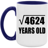 68th Birthday Square Root of 4624 Years Old - 15oz Accent Mug Purple
