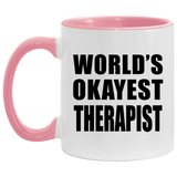 World's Okayest Therapist - 11oz Accent Mug Pink