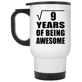 3rd Birthday Square Root of 9 Years of Being Awesome - White Travel Mug