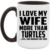 I Love My Wife More Than Turtles - 15oz Accent Mug Black