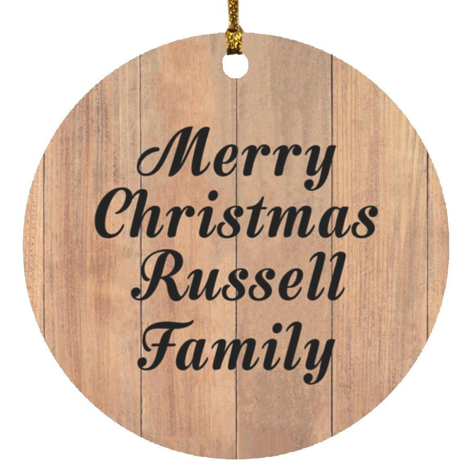 Merry Christmas Russell Family - Circle Ornament C