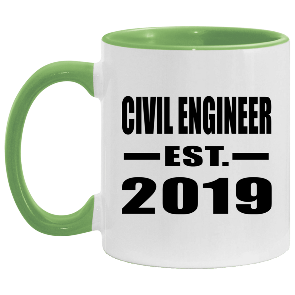 Civil Engineer Established EST. 2019 - 11oz Accent Mug Green