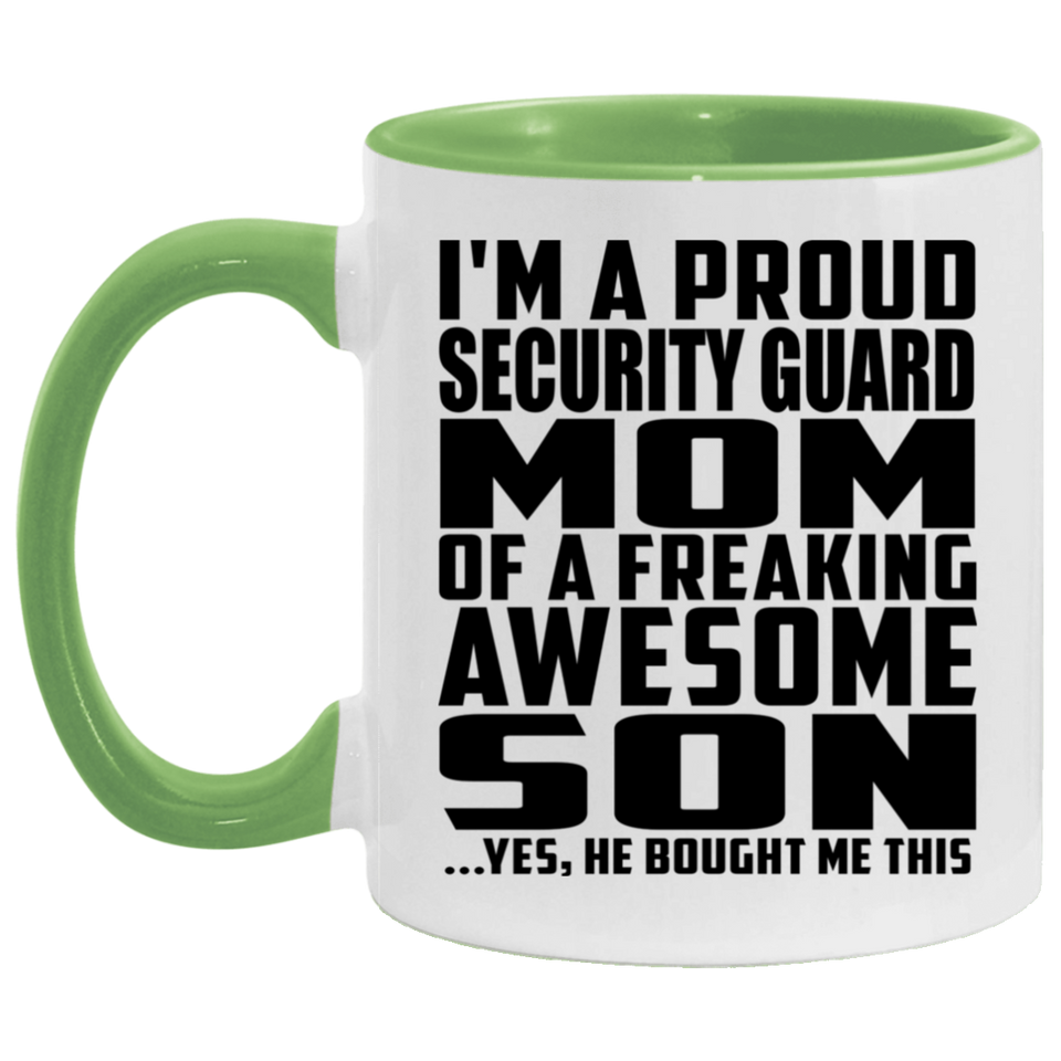 Proud Security Guard Mom Of Awesome Son - 11oz Accent Mug Green