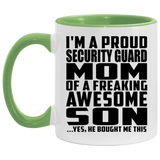 Proud Security Guard Mom Of Awesome Son - 11oz Accent Mug Green