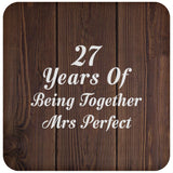 27th Anniversary 27 Years Of Being Mrs Perfect - Drink Coaster D