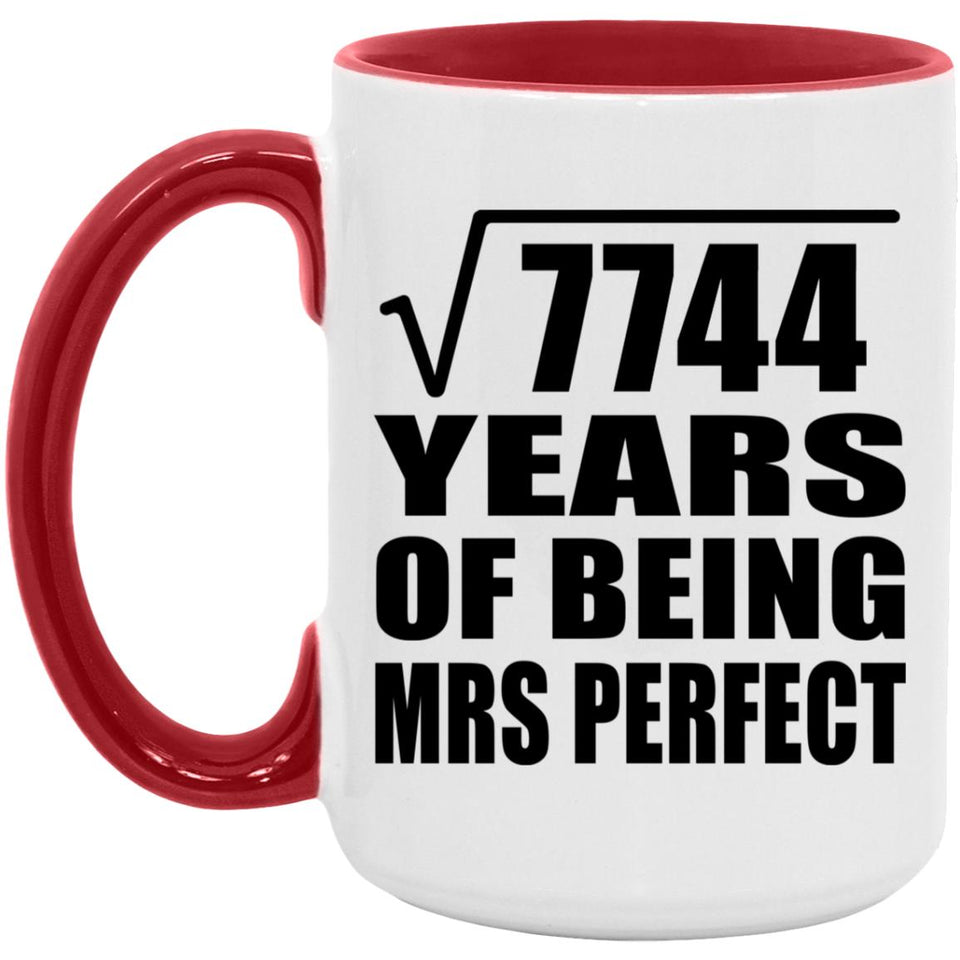 88th Anniversary Square Root of 7744 Years of Mrs Perfect - 15oz Accent Mug Red