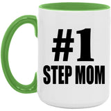 Number One #1 Step Mom - 15oz Accent Mug Green