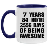 7th Birthday 7 Years 84 Months 2556 Days Of Awesome - 11oz Accent Mug Purple