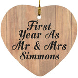 First Year As Mr & Mrs Simmons - Heart Ornament C
