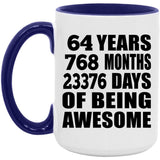 64th Birthday 64 Years 768 Months 23376 Days Of Awesome - 15oz Accent Mug Purple