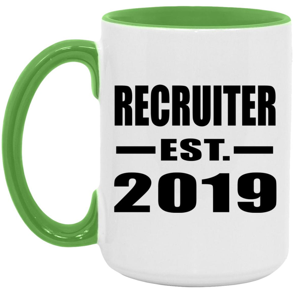 Recruiter Established EST. 2019 - 15oz Accent Mug Green