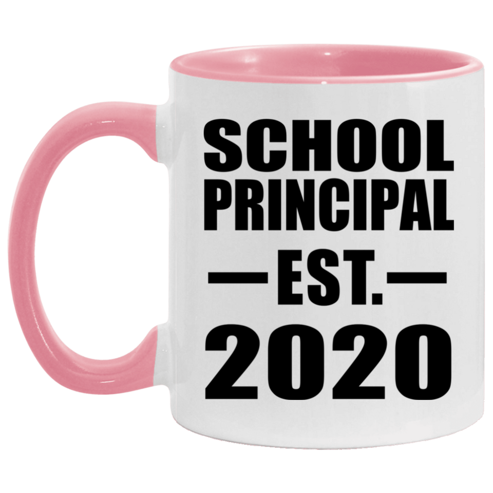 School Principal Established EST. 2020 - 11oz Accent Mug Pink