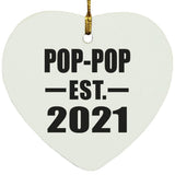 Pop-Pop Established EST. 2021 - Heart Ornament