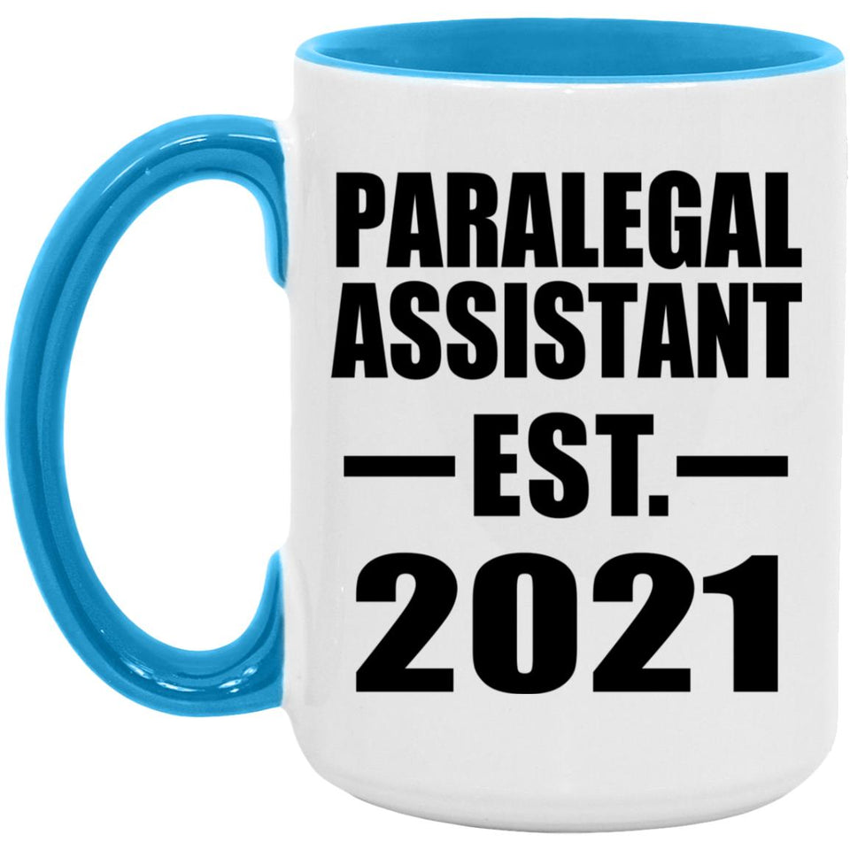 Paralegal Assistant Established EST. 2021 - 15oz Accent Mug Blue