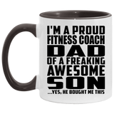 Proud Fitness Coach Dad Of Awesome Son - 11oz Accent Mug Black
