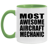 Most Awesome Aircraft Mechanic - 11oz Accent Mug Green
