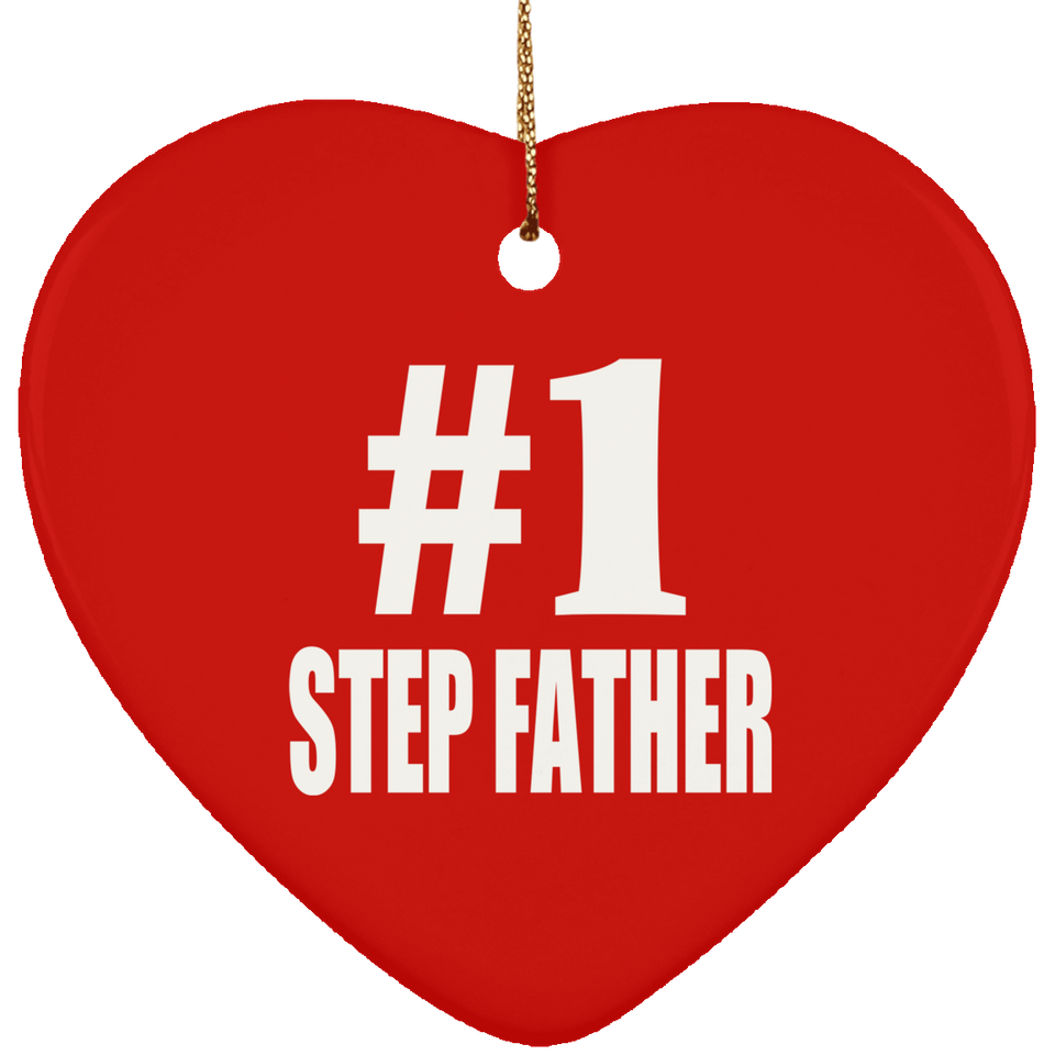 Number One #1 Step Father - Heart Ornament