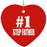 Number One #1 Step Father - Heart Ornament