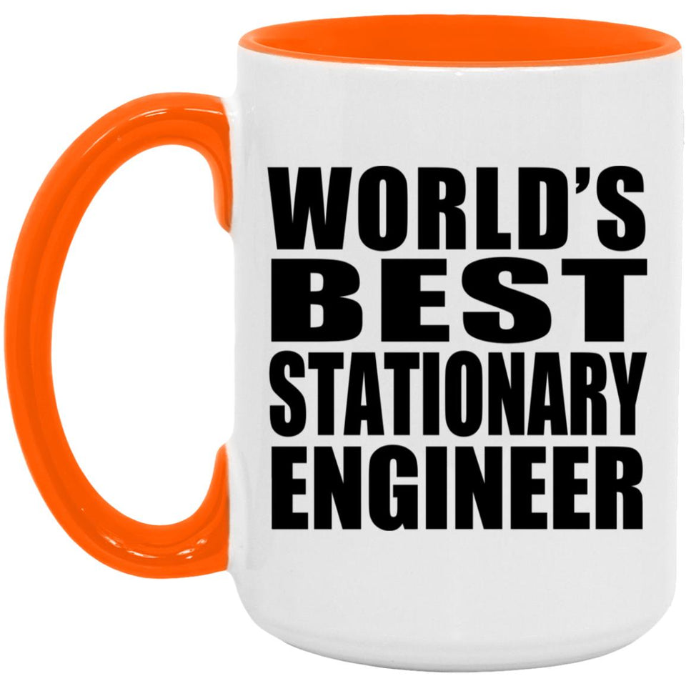 World's Best Stationary Engineer - 15oz Accent Mug Orange