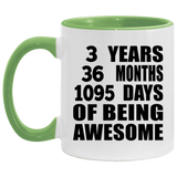 3rd Birthday 3 Years 36 Months 1095 Days Of Awesome - 11oz Accent Mug Green