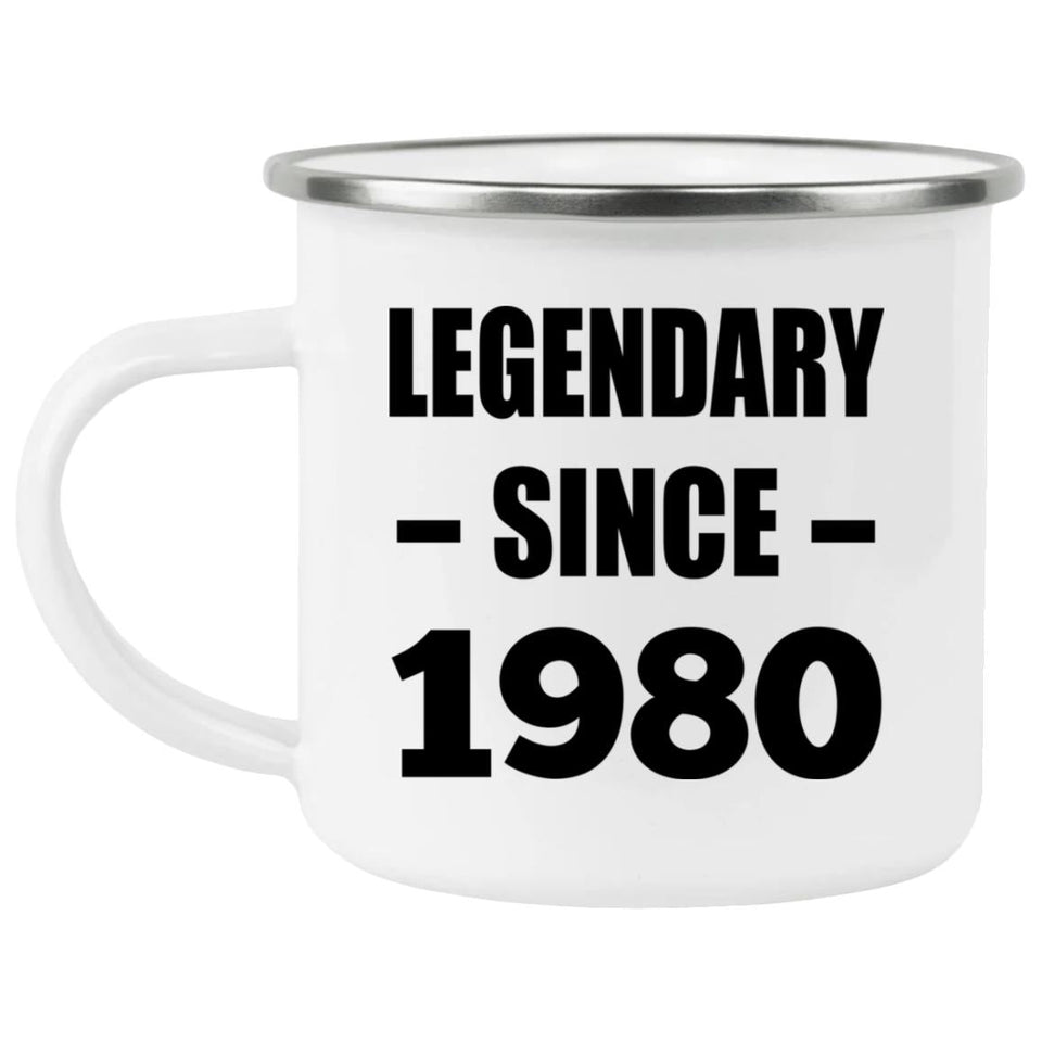 44th Birthday Legendary Since 1980 - 12oz Camping Mug