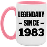 41st Birthday Legendary Since 1983 - 15oz Accent Mug Pink