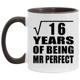 4th Anniversary Square Root of 16 Years of Mr Perfect - 11oz Accent Mug Black