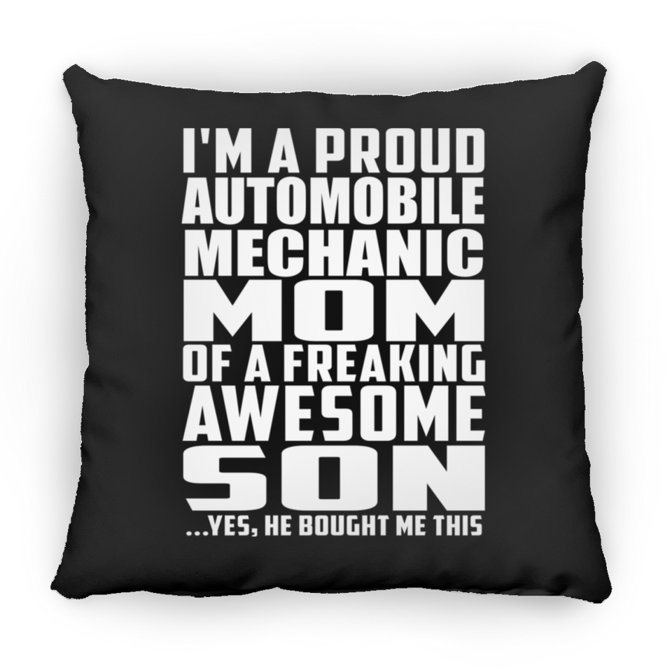 Proud Automobile Mechanic Mom Of Awesome Son - Throw Pillow Black