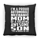 Proud Automobile Mechanic Mom Of Awesome Son - Throw Pillow Black