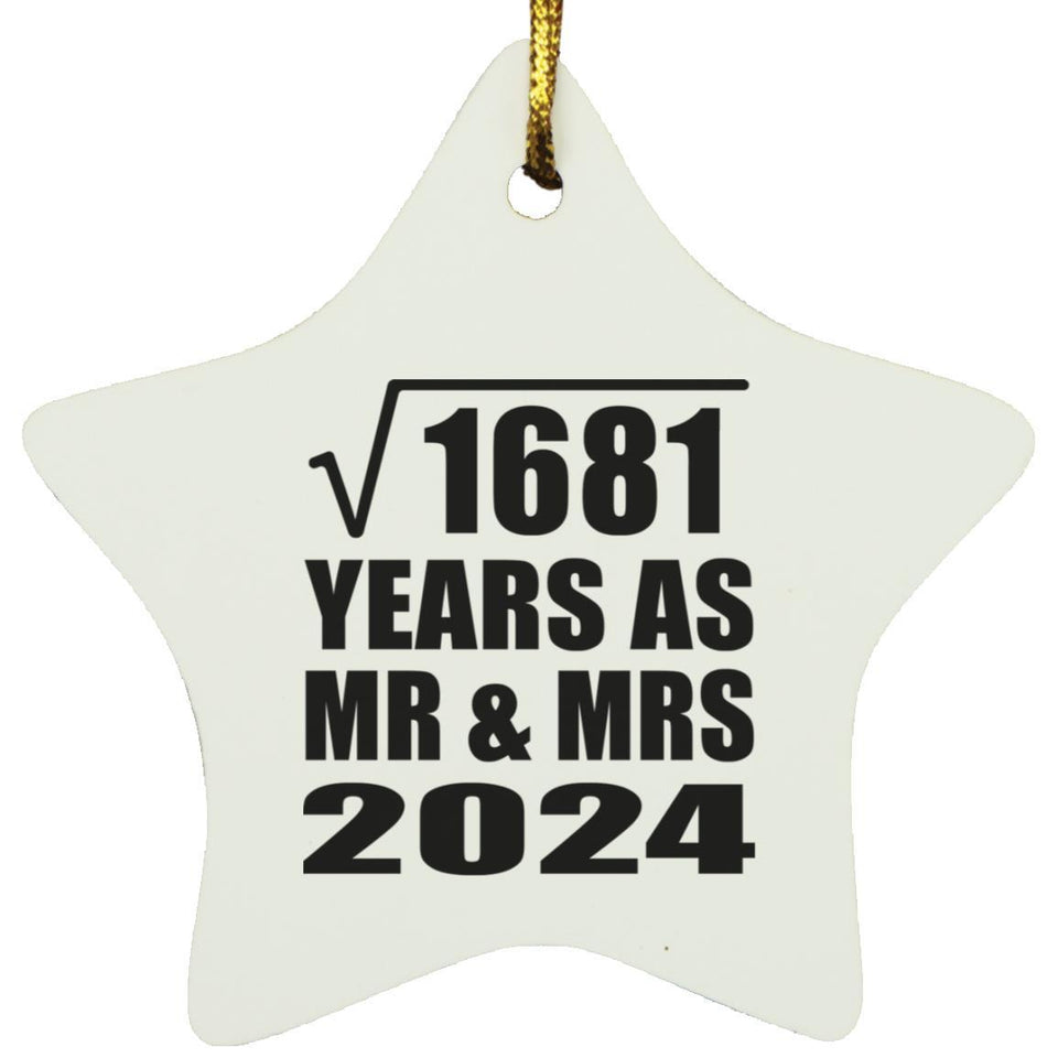 41st Anniversary Square Root of 1681 Years As Mr & Mrs 2024 - Star Ornament