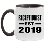 Receptionist Established EST. 2019 - 11oz Accent Mug Black