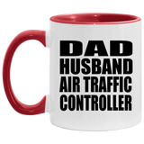 Dad Husband Air Traffic Controller - 11oz Accent Mug Red